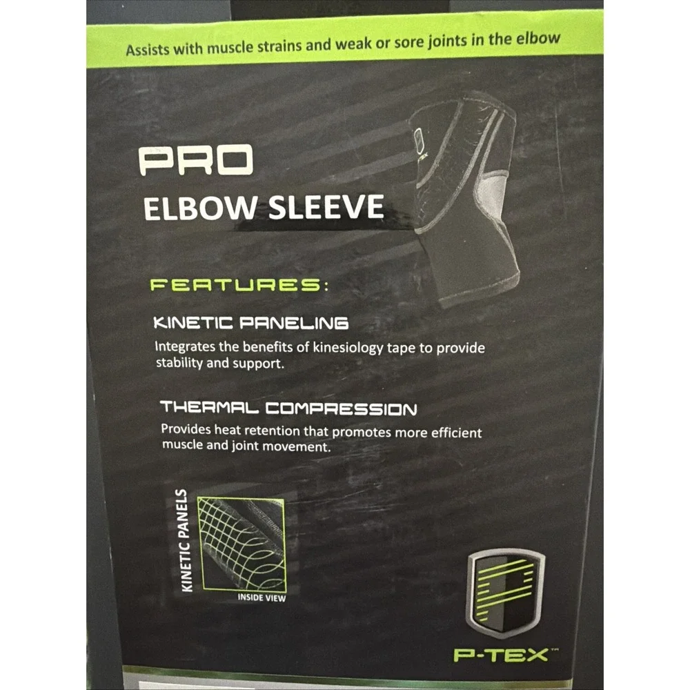P-TEX Pro Elbow Sleeve Medium Black Thermal Compression Kinetic Panels P-TEXE200